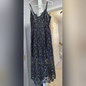 Astr the label lace midi dress - Metalic silver/black